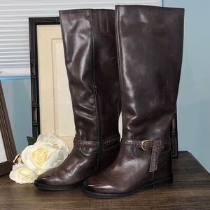Lucky Brand Maltet Knee-High Low Stacked Heeled Dark Brown Boots NIB sz 6.5